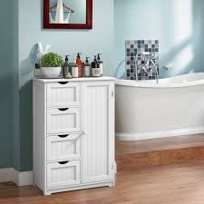 From there it s up to you. Goplus Wooden 4 Drawer Bathroom Cabinet Storage Cupboard 2 Shelves Free Standing White Walmart Com Bathroom Storage Cabinet Bathroom Floor Cabinets Wooden Bathroom Cabinets