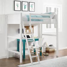 Product title euroco wood twin loft bed with stairs, guard rail an. Your Zone Kids Wooden Loft Bed With Ladder Twin White Walmart Com Walmart Com
