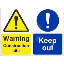 Falls are the leading cause of death in the construction industry; Warning Construction Site Keep Out Sign Uk Safety Store