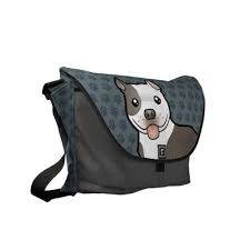 Cartoon Pitbull American Staffordshire Terrier Messenger Bag Cute Messenger Bags Bags Custom Messenger Bags