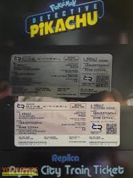 Meet pokémon connected to pokémon the movie: Pokemon Detective Pikachu Ryme City Train Ticket Replica Replica Movie Prop
