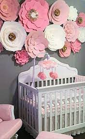 Pink Paper Flowers Wall Decor For Girls Nursery Wall Art Nursery Decor Ideas Girls Nursery Paper Flower Wall Decor Nursery Decor Girl Flower Wall Decor