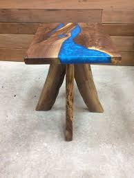 Walnut And Epoxy End Table Etsy Resin Furniture Resin Table Wood Table Design
