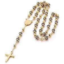 Rosary Bead Style Necklace With Cross Gold Chains For Men Diamond Cross Necklace Gold Diamond Cross Necklaces