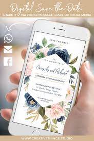 Whatsapp Wedding Invitation Blush Navy Gold Electronic Etsy Digital Wedding Invitations Electronic Invitations Electronic Wedding Invitations