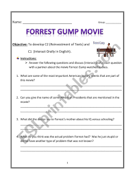 The list also works well for a quick game of trivia with your family and friends. Forrest Gump Comprehension Questions Esl Worksheet By Esl2019