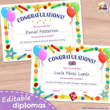 Free preschool graduation certificates creative images. Certificate Template Editable Diploma For Kids Tea Time Monkeys