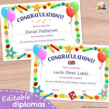 Are you looking for a fun free preschool diploma printable to celebrate your child's achievement from home?. Certificate Template Editable Diploma For Kids Tea Time Monkeys