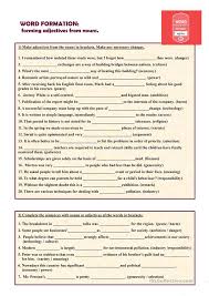 Maybe you would like to learn more about one of these? Word Formation Forming Adjectives From Nouns English Esl Worksheets For Distance Learning And Physical Classrooms