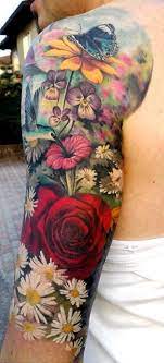 Realistic Floral Half Sleeve Tattoo Colorful Flower Tattoo Arm Tattoos For Women Tattoos