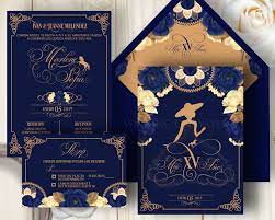 Charro Invitation In Navy Blue And Gold Invitation Charra Mariachi Invite Quinceanera Themes Mexican Party Invitation Quinceanera Decorations