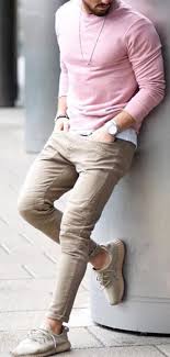 Hot On Instagram 5 623 Likes So Far Real Men Can Wear Pink The Pink Sweater Goes Well With Shades Pants Outfit Men Khaki Pants Outfit Men Khaki Pants Outfit