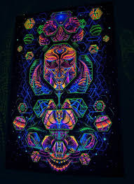 Dimension Matrix Tapestry Blacklight Fluorescent Visonary Etsy Psychedelic Tapestry Black Light Tapestry