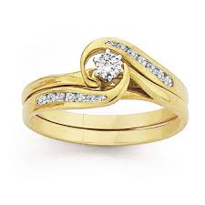 9ct Gold Diamond Swirl Bridal Ring Set Diamond Swirl Bridal Rings Diamond Bridal Sets