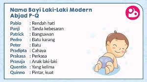 Serta contoh nama anak artis/selebriti terbaru. 500 Nama Bayi Laki Laki Modern Ruangbunda