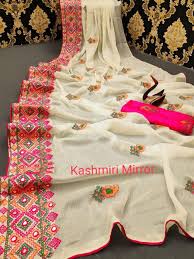 This saree is detailed work done by hand in this special stitch. Kashmiri Mirror Shop Buy Wholesale Sarees Catalogue Chiffon Fabric Shopaz