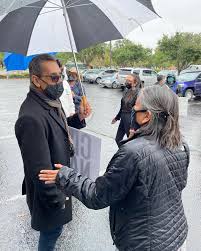 I stood in solidarity with our beautiful native and indigenous communities  this afternoon as we protested against Senator Mark Moores hurtful  “civilized” comments. It was beautiful to protest under light rain and