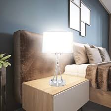 Paradis Brushed Nickel Lamp With Outlet And Usb Port Set Of 2 Amazon Com Table Lamps Living Room Tall Table Lamps Side Table Lamps