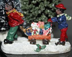 African american santa with his list figurine. Set Of 2 African American Children Santa Claus Christmas Village Figurines Collectible Figurines