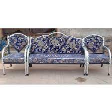 The cushioned parts of metal sofa set designs are offered in the finest fabrics with quality prints and even embroidery, to give your furniture an elegant look. Ssv Furniture Modern Designer Steel Sofa Set Hall Rs 4499 Set Id 21158823455