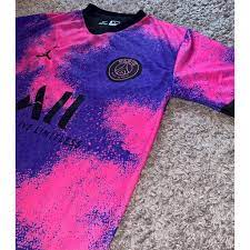Caso queira que adicionem patches na sua camisa, entre em contato conosco por whatsapp ou. Nova Camisa Do Psg 2021 Rosa E Roxo Masculina Jordan Shopee Brasil