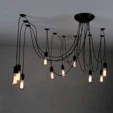 Lampara De Techo De La Bombilla Edison Lampara Colgante Etsy Rustic Ceiling Lights Ceiling Light Design Swag Pendant Light
