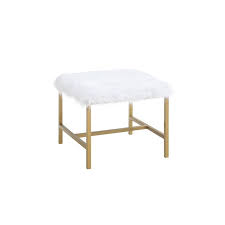 Finally created my own custom vanity and all i needed was a super cute furry stool to complete the look i was going for! Hodedah White Faux Fur Upholstered Vanity Stool With Matte Gold Metal Frame Hi4840