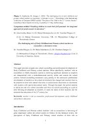 The ministry of alberta children's services issues certification for the following three levels of early childhood educators able to work in licensed/approved programs in alberta: Pdf The Challenging Role Of Early Childhood And Primary School Teachers As Counsellors A Literature Review Vassiliki Pliogou Maria Sakellariou And Harilaos Zaragas Academia Edu