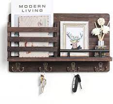 Check spelling or type a new query. Amazon Com Wooden Mail And Key Holder For Wall Decorative Rustic Wall Mounted Mail Organizer With 4 Double Key Hooks And 1 Mail Sorter Perfect Home Decoration For Entryway Mudroom Hallway Brown