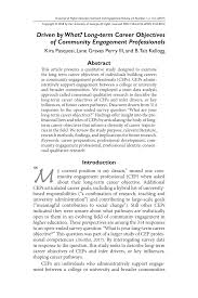 When should you use an objective, and when can you exclude it from your resume? Pdf Driven By What Long Term Career Objectives Of Community Engagement Professionals