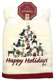 Balsam Fir Trading Co Embroidered Happy Holidays Christmas Tree Dogs Hand Towel Set Christmas Tree And Dogs Holiday Christmas Tree Christmas Kitchen Towels