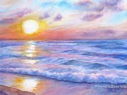 Creative minimalist hand painted abstract arts vector. Sunset Print Contemporary Art Abstract Art Sea Watercolor Sunset On The Coast Oil Painting Of The Sea Palette Watercolor Art Prints Art Collectibles Kromasol Com