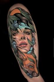 Nature goddess & fox half sleeve done by Andrey at Powerline Tattoo, RI. :  r/tattoos