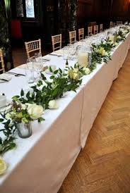 Foliage Garland With Flowers And Candles Along The Top Table Something Along These Lines With S Wedding Top Table Flowers Top Table Flowers Wedding Top Table