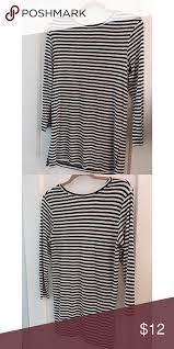 Black And White Striped Tunic Tops Old Navy Striped Tunic Black And White Striped Top Tunic With Small Slits On Sides Sleeves Are Between Long 3 4 Sleeve On Me Stripe Tunic Striped Tunic Tops