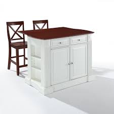 See more ideas about cherry cabinets kitchen, kitchen design, wood kitchen. Crosley Furniture Drop Leaf Breakfast Bar Top Kitchen Island In White Finish With 24 Cherry X Back Stools Kf300073wh