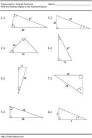 Geometry Trigonometry Worksheets Pythagorean Theorem Worksheet Inverse Functions