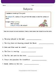 Worksheet Subjects Find The Subject In Each Sentence Circle Then Write The Subjects On The Lines Sentences Worksheets Subjects
