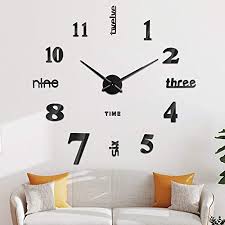 Decor mi abstract wall art yellow grey canvas wall art paintings for bedroom living room office home decorations modern canvas art wall decor ready to hang 16''x32'', 3 panels. Amazon Com Vangold Large Diy Wall Clock Modern 3d Wall Clock With Mirror Numbers Stickers For Home Office Decorations Gift Black Home Kitchen