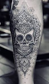 Black And White Sugar Skull Tattoo Sleeve Pin On Idei Dlya Tatuirovok
