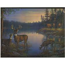 Deer buck doe in the woods hunting wallpaper border 8. 877654 Deer And Cabin In The Woods Wallpaper Border Lm7934b Walmart Com Walmart Com