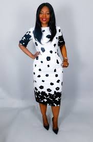 Black And White African Print Styles Nouveau Dans African Clothing Noir Et Blanc Robe Par Nasbstitches White Fitted Dress Pencil Skirt Dress Ankara Dress