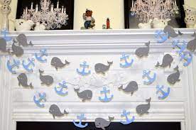 Whale baby shower game pack, under the sea baby shower games, whale baby shower, whale theme baby boy baby shower decoration, bbs254 blushberrypixels 5 out of 5 stars (319) sale price $6.40 $ 6.40 $ 15.99 original price $15.99 (60% off. Whales And Anchors Garland Baby Shower Decor Baby Boy Birthday Garland Nautical Garland Decor Nautical Baby Shower Boy Whales Baby Shower Baby Shower Themes