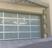 Contemporary Aluminum & White Laminate (Privacy) Glass Garage Door