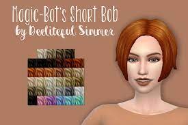 Deelitefulsimmer Magic Bot Short Bob Hair Sims 4 Hairs Sims 4 Short Bob Short Bob Hairstyles