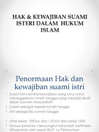 Suami mesti taat isteri, suami harus memberi nafkah, suami sahaja wajib menjaga keaiban keluarga, isteri bebas tinggal berasingan, suami memberi didikan ilmu fardhu ain sahaja, keperluan asas ialah tanggungjawab bersama. Hak Dan Kewajiban Istri