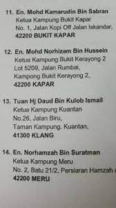 5.15ketua kampung takuk anak simbas replaced ramu anak buwang as village chief from 1972 until today. Ketua Kampung Kampung Meru Klang Facebook
