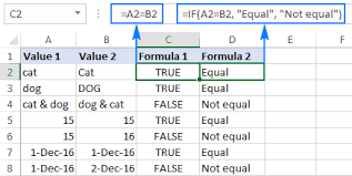 This compareto method is similar to the first one, except that it ignores the case. Excel Compare Strings In Two Cells For Case Insensitive Or Exact Match