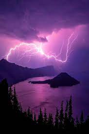 Lightning On Pink Skies Beautiful Nature Crater Lake National Park Nature