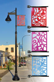 Decorative Site Lighting Architectural Luminaire Street Post Pedestrian Custom Laser Banners Led Anp Signage Light Street Banners Outdoor Banners